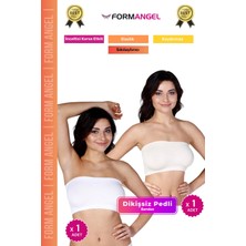 Form Angel #bandeo Seamless Toparlayıcı Kadın Basic Örme Dikişsiz Pedli Bandeo Büstiyer 2'li Set