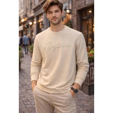 İnce Moda Giyim Erkek Premium Baskılı & Nakış Detaylı Modern Fit Sweatshirt