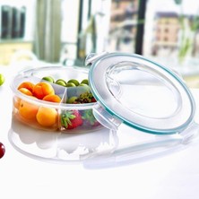 By Nevser® 3 Bölmeli Sızdırmaz Contalı Kilitli Kapaklı 1,35 Litre Yuvarlak Erzak Saklama Kabı LC-500