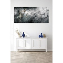 Olinpa Kırılmaz Cam Duvar Saati , Hem Tablo Hem Saat Adalet Terazisi Tasarım Ev Ofis Hediyesi