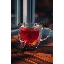 Vetrin Kurutulmuş Çiçekli Kupa Çift Camlı Şık Dayanıklı Bardak 250ML