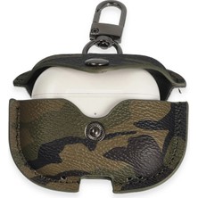 Najmaddin Newface Airpods 3 (3.nesil) Çanta Kamuflaj Deri Kılıf - Haki Yeşil