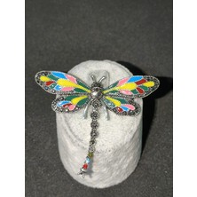 Vulwox Taşlı Antik Gümüş Özgür Yusufçuk Broş