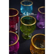 Vetrin 6'lı Renkli Kristal Kesme Kahve Yanı Bardağı