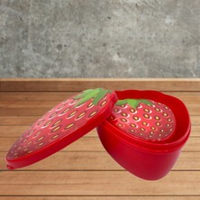 By Nevser® 2'li Iç Içe Geçebilen Çilek Model Saklama ve Beslenme Kabı Seti (550 ml + 250 Ml)