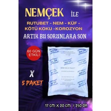 Nemtut Bazalara Nemçek Nem Alıcı Tutucu Rutubet Giderici Önleyici Korozyon ve Koku Giderici 1250 gr 5 Paket