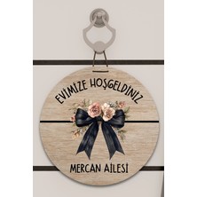 Shelife Dijital Baskı Açık Ahşap, Kurdele Desenli, Kişiye Özel Kapı Süsü, Duvar Süsü