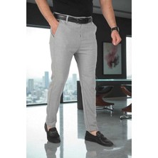 RizzUP Erkek Gri Italyan Kesim Likralı Spor Pantolon Esnek Kumaş Bilek Boy Boru Paça Klasik Pantolon 2502005