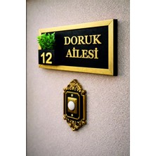 Shelife Kişiye Özel Lüks Gold Ahşap Kapı Isimliği Çiçekli – 10X20 cm Mdf Dekoratif Kapı Tabelası