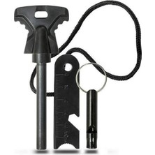 K-Yonlineticaret Acil Durum Magnezyum Çubuk Çakmaktaşı Hayatta Kalma Ateş Başlatıcı Çakmak Kiti Düdü