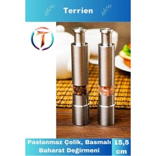 Terrien Home Serisi Yeni Teknoloji Karabiber Tuz Baharat Öğüten Paslanmaz Çelik, Basmalı Baharat Değirmeni