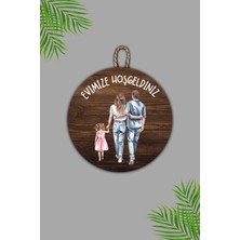 Shelife Modern Ahşap Kapı Süsü - Kız Çocuk Aile Kapı Süsü - Dış Kapi Susu