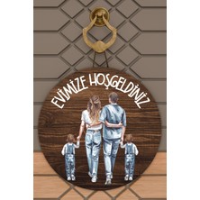 Shelife Kapı Süsü Ahşap Zemin Iki Erkek Çoçuk Aile Dış Mekan Kapı Süsü