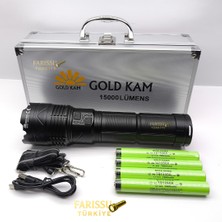 farissu Gold Kam a Elite Series: 15.000 Lümen Profesyonel Uzak Menzil El Feneri Seti