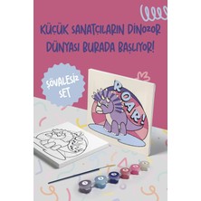 Mind & Play Dinozor Roar Temalı Çocuk Tuval Boyama Seti | Tuval + 6 Renk Akrilik Boya + Fırça