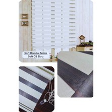 YS Perde Tasarım Modern Soft Bambu Ekru Zebra Stor Perde , Alüminyum Kasalı Yüksek Kaliteli - Ekru SBZ8863/V03