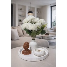 Yasmella Home Dekoratif Kadın Büst Mum + Modern Tepsi Seti + Lotus Mumluk + Beyaz Vazo( Çiçek Dahil Değil)