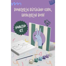 Mind & Play Tavşan Temalı Çocuk Tuval Boyama Seti | Tuval + 6 Renk Akrilik Boya + Fırça