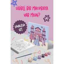 Mind & Play Prensesin Şatosu Temalı Çocuk Tuval Boyama Seti | Tuval + 6 Renk Akrilik Boya + Fırça