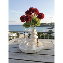 Yasmella Home Dalgalı Vazo + Lotus Mum + Romantik Çift + Yuvarlak Tepsi + Cam Tüp Kibrit (Çiçek Dahil Değildir)