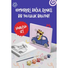 Mind & Play Zürafa Temalı Çocuk Tuval Boyama Seti | Tuval + 6 Renk Akrilik Boya + Fırça