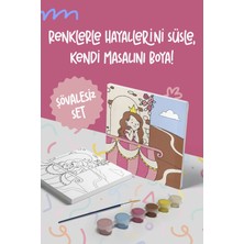 Prenses Temalı Çocuk Tuval Boyama Seti | Tuval + 6 Renk Akrilik Boya + Fırça
