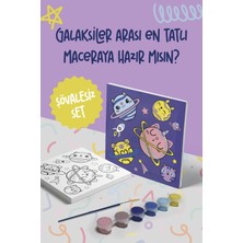 Mind & Play Galaksi Temalı Çocuk Tuval Boyama Seti | Tuval + 6 Renk Akrilik Boya + Fırça