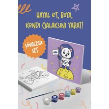 Mind & Play Uzaylı Ayı Temalı Çocuk Tuval Boyama Seti | Tuval + 6 Renk Akrilik Boya + Fırça