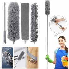Pazarcan Yumurcak Shop® Teleskopik 3'lü Mop Toz Alma Püskülü Çok Fonksiyonlu Temizlik Seti
