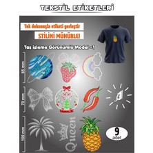 Agg Reklam Ütü ile Yapışan Kıyafet Etiketi Taş Işleme Görünümlü Model-1  9lu Set