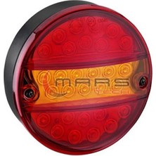 12V Stop Lambası Yuvarlak (Ledli) (3 Fonksiyonlu) (Kırmızı-Sarı) (140*60 Mm)