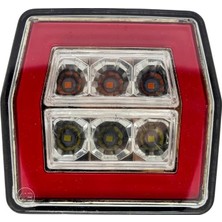 ÜÇLER 12V Stop Lambası Mini Kare (Neon Ledli) (4 Fonksiyonlu) (98*92*42 Mm)