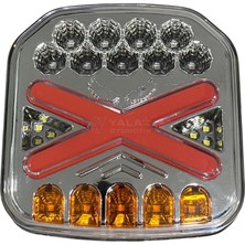 B.A. Design 24V Stop Lambası (Neon Ledli) (Kayar Sinyalli) (4 Fonksiyonlu) (127*127*45 Mm)