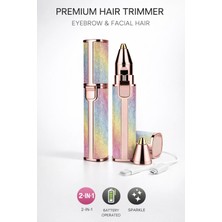 K-Yonlineticaret 2in1 USB Şarjlı Yüz ve Kaş Tüy Alıcı, Tahrişsiz Hassas Kesim ve Premium Simli Gövde