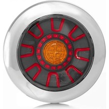 Frıstom 12V-36V Stop Lambası Yuvarlak (Neon Ledli) (3 Fonksiyonlu) (Kırmızı-Sarı) (155 Mm) E9