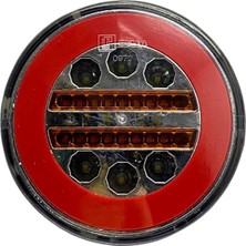 12V STOP LAMBASI YUVARLAK (NEON LEDLİ) (4 FONKSİYONLU) (KIRMIZI-BEYAZ) (140*35 MM)