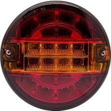 ÜÇLER 24V Stop Lambası Yuvarlak (Ledli) (3 Fonksiyonlu) (Sarı-Kırmızı) (140*60 Mm)