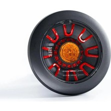 FRISTOM 12V-36V STOP LAMBASI YUVARLAK (NEON LEDLİ) (3 FONKSİYONLU) (KIRMIZI-SARI) (155 MM) E9