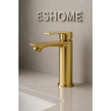Aerolux Premium Sıcak Soğuk Sabit Gövdeli Banyo Lavabo Bataryası Musluğu Altın Seri