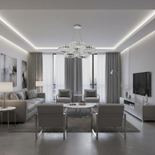 Elizim Home Lighting Janti Kristal Taşlı Krom Ledli Avize