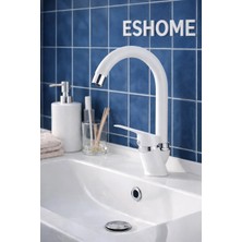 Beyaz Krom Baston Borulu Lavabo Bataryası Banyo Bataryası