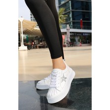 DMR Elegance Piata Beyaz Cilt Bağcıklı Spor Ayakkabı
