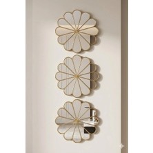 SHC4200 Mey Ithalat® 3’lü Gold Güneş Desenli Duvar Aynası Seti 27 cm | Dekoratif Yuvarlak Ayna