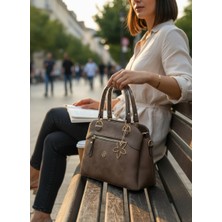 Pololiza %100 Raven Hakiki Deri Görünümlü 3 Gözlü Lüks Kadın Çantası - Günlük ve Şık Tasarım - Omuz Askılı