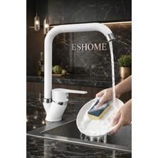 Beyaz Köşe Borulu Mutfak Musluğu Bataryadı