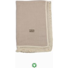 Nacario Mey Ithalat® Organik Müslin 80X90 Fistolu Battaniye 70112 Bej