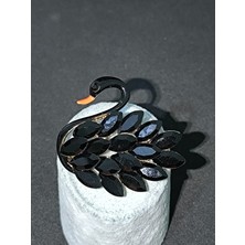 Vulwox Kristal Taşlı Siyah Kuğu Broş.