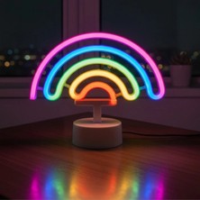 Plastik Gökkuşağı Neon LED Işık – Dekoratif Renkli Masaüstü ve Ambiyans Aydınlatması