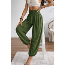 Nidam Butik Kadın Yüksel Bel Yoğun Büzgü Detaylı Aerobin Pantolon