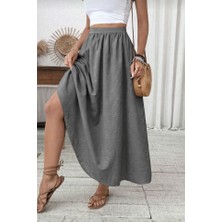 Gökyüzü Moda Kadın Beli Lastikli Paraşüt Kumaş Etek